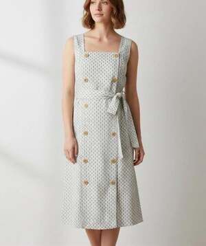 NWT A New Day Linen Square Neck Button Midi Dress Size 14 Plus Belted